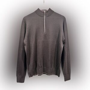 Raffi Men's Merino Wool Black Zip-Up Sweater